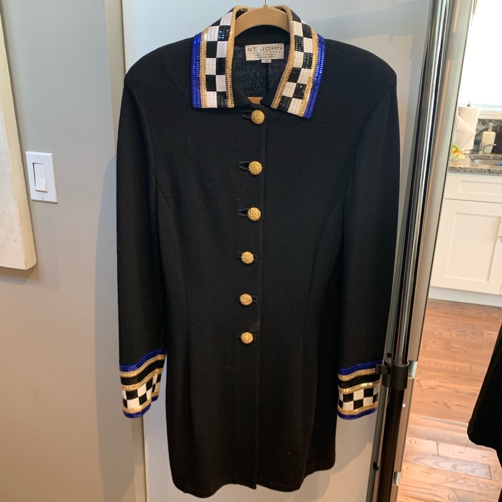 St. John’s Cardigan/Coat w/ Gold Buttons & Sequins